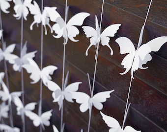 Sfondo con ghirlanda di farfalle 3D: decorazione per addio al nubilato, ghirlanda per feste di compleanno