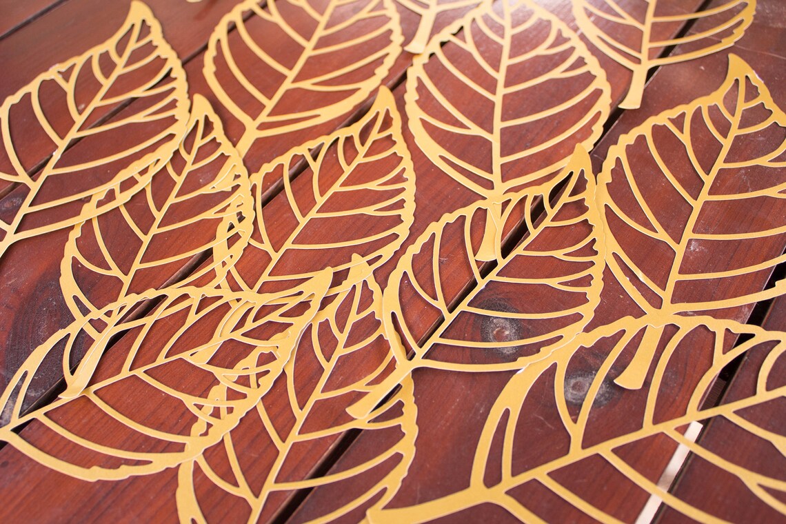 Gold Paper Leaves Large Paper Leaves Nursery Decor Paper Etsy