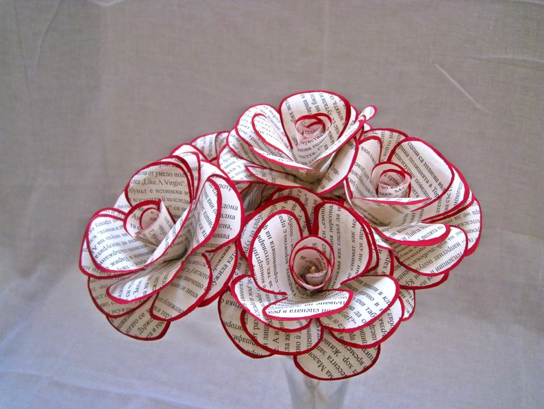 Book Paper Flowers Flower Bouquet Book Page Flowers Wedding Etsy