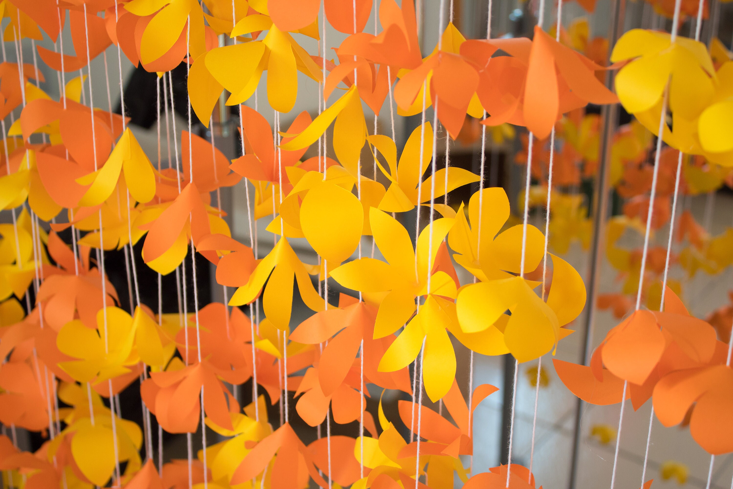 Orange Paper Garland Paper Flower Garland Flower Curtain Etsy