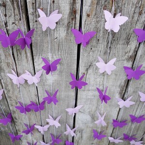 Purple Butterfly Garland for Nursery Wall Decor, Baby Shower Backdrop, Butterfly Party Decoration