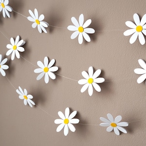 Ghirlanda di margherite di carta, decorazione per feste di compleanno, ghirlanda di fiori, decorazione per baby shower, bandierine di compleanno con margherite, lunghezza 3 piedi - 20 piedi, 90 cm - 6 m