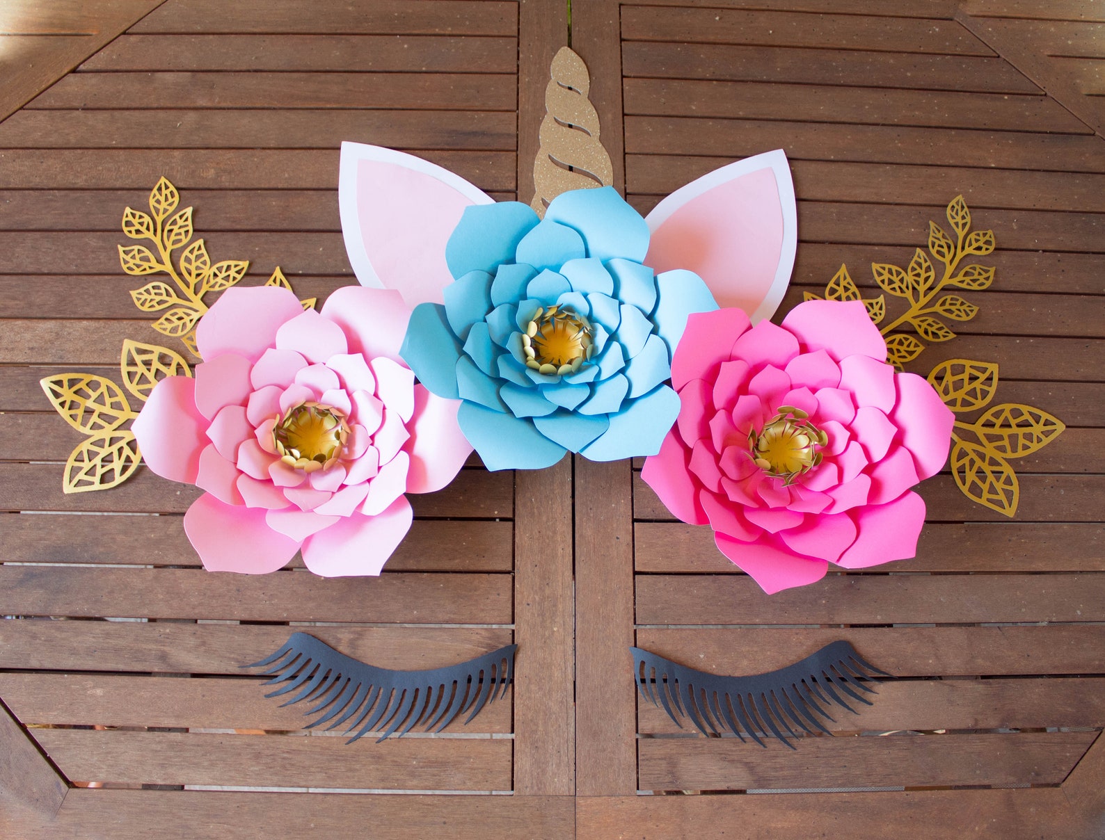 Unicorn Paper Flowers Unicorn Flower Backdrop ASSEMBLED Etsy