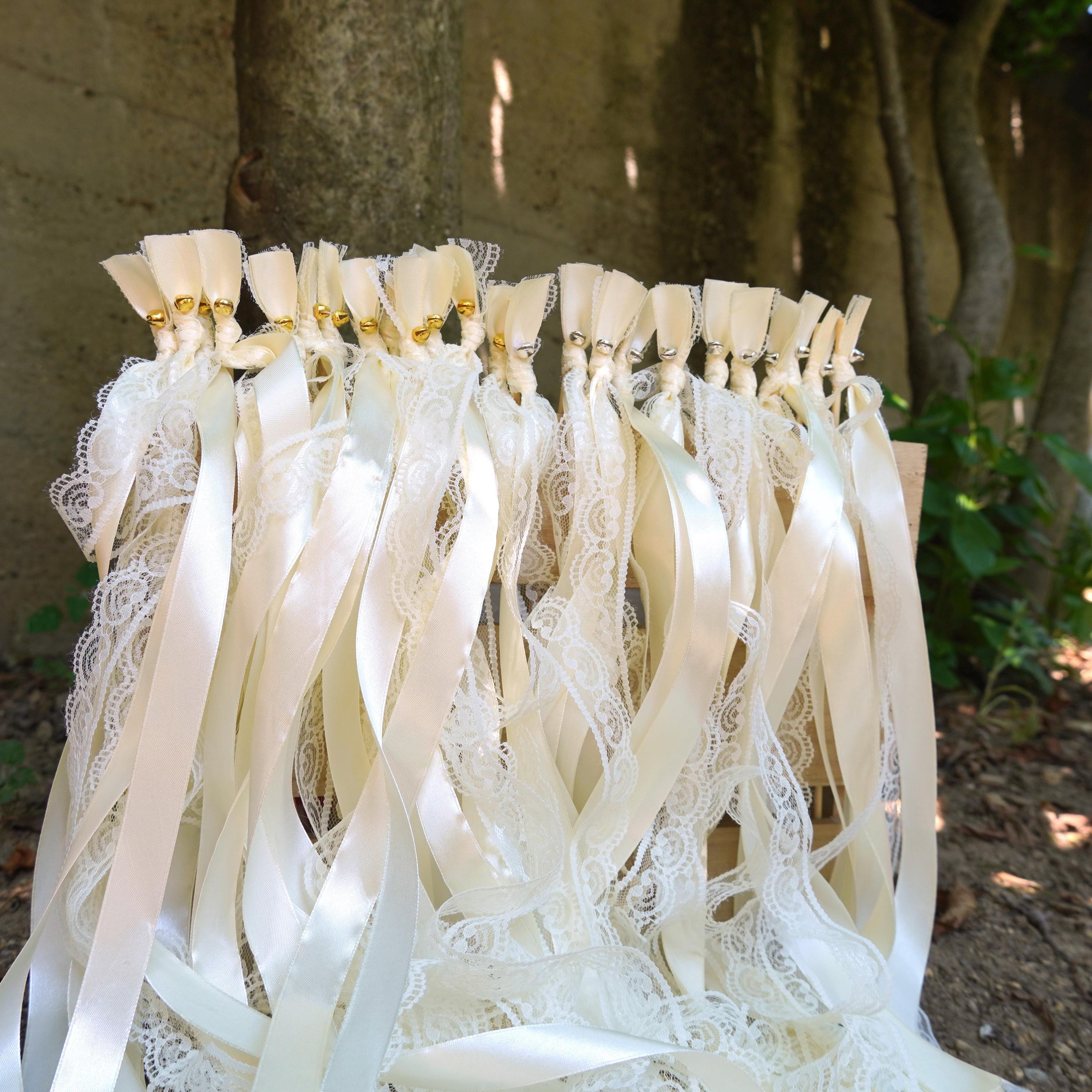 Baguettes magiques en ruban ivoire pour mariage et événements