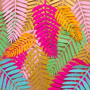 Foglie di carta colorate tropicali a tema giungla, decorazioni per scrapbooking, confezione da 24, foglie di felce ritagliate, fondale botanico per matrimonio