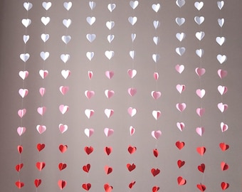 Guirnalda de corazones colgantes: decoración 3D para despedida de soltera, fondo para San Valentín, 1,2 m de ancho, 120 cm