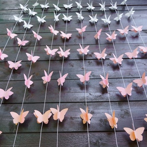 Rosa und Pfirsich Ombre Schmetterling Girlande, erste Geburtstagsparty Girlande, Babyparty Hintergrund, Brautparty Girlande, Kinderzimmer-Wand-Dekor