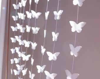 Frosty Paper Butterfly Garland, Hanging Backdrop for Wedding, Birthday Butterfly Decor