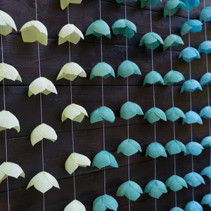 Aqua Ombre Paper Flower Garland: Wedding Backdrop, Baby Shower Decor