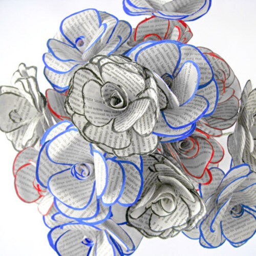 Paper Flower Bouquet Book Page Roses Flowers That Wont Die Etsy