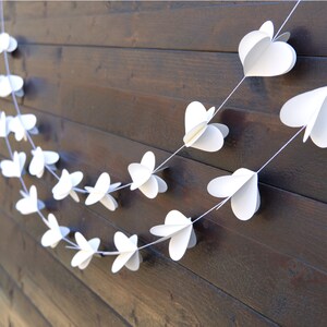 3D Ivory Paper Heart Garland for Wedding Decor, Heart Bunting, Valentines Day Garland, Bridal Shower Decor image 6