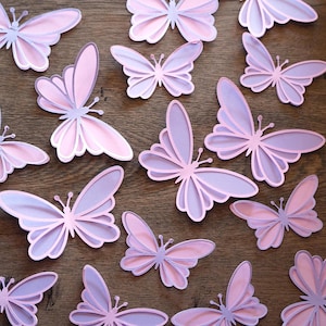 Pastelkleurige papieren vlinderuitsparingen, decor verjaardagsfeestje, babyshowerconfetti, set van 10