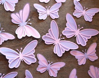Recortes de mariposas de papel pastel, decoración para fiestas de cumpleaños, confeti para baby shower, juego de 10
