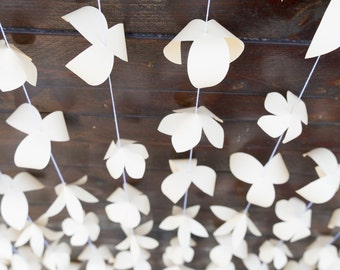 Cream Flower Garland, Wedding Flower Garland, Birthday Party Decor, Paper Flower Curtain, Hanging Flowers Backdrop, Wedding Photo Prop Decor