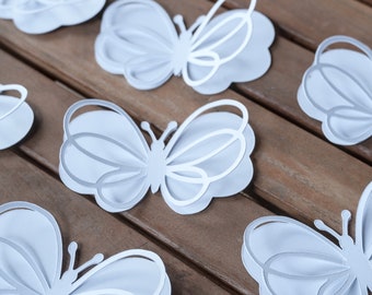 Pack of 10 Small White Butterfly Cutouts, Butterfly Theme Decor, Birthday Party Props, Nursery Wall Decor