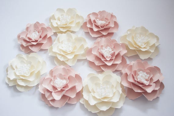 Paper Flower Wall Decor Flowers Pale Pink Image 0