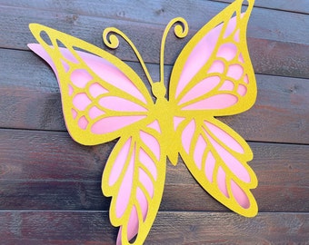 Large 3D Glitter Butterfly, Nursery Wall Decoration, Baby Shower Butterfly Decor, Flower Wall Art, 3D Butterfly Backdrop