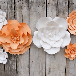 Set of 6 Paper Flowers for Nursery Wall Decoration, Baby Shower Backdrop, Wedding Flowers
