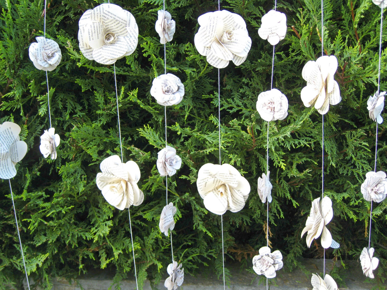 Book Paper Garland Paper Flower Garland Ceremony Backdrop Etsy