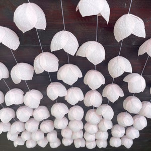 Pale Pink Crepe Paper Flower Garland: Wedding Backdrop Decor