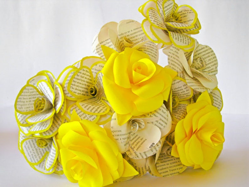 Bridal Flower Bouquet Book Page Roses Book Paper Flowers Etsy
