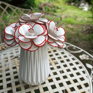 Book Paper Flowers, Flower Bouquet, Book Page Roses, Wedding Bouquet, Centerpiece Flowers, Recycled Book Page Decor, Roses with Stems
