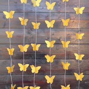 Gold 3D Butterfly Garland - Backdrop for Birthday Party, Baby Shower Decor, Nursery Wall Art