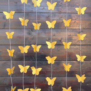 Gold 3D Butterfly Garland - Backdrop for Birthday Party, Baby Shower Decor, Nursery Wall Art