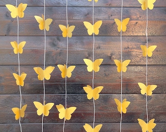 Gold 3D Butterfly Garland, Birthday Party Decor, Baby Shower Bunting, 3ft-20ft, 90cm-6m
