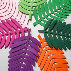 Hojas de palma de papel, paquete de 24, fiesta de cumpleaños con temática de jungla, hojas para scrapbooking, hojas de helecho de papel recortadas, decoración botánica para bodas