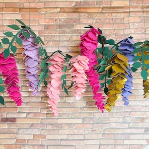 Paper Wisteria, Hanging Wisteria Flower, Paper Flower Wall Decor, Over Crib Flowers, Wedding Backdrop, Nursery Wall Decor, Baby Shower Decor