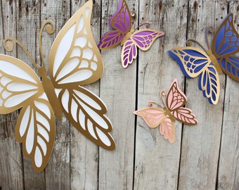 Extra Large Butterflies, Pack of 5, Nursery Wall Decor, 3D Butterfly Baby Shower Decor, Butterfly Backdrop Prop