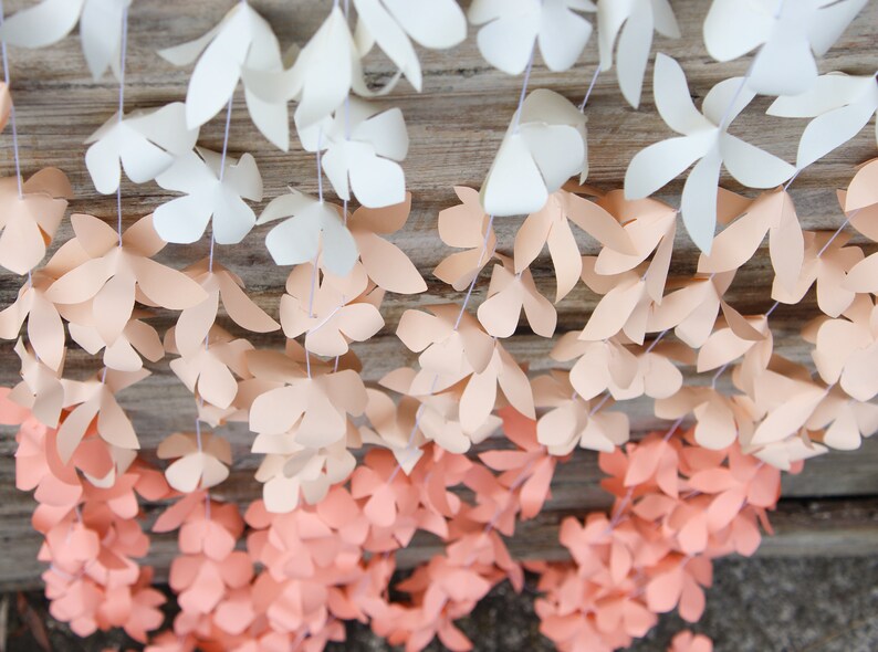 Peach Ombre Garland Paper Flower Garland Party Backdrop Etsy