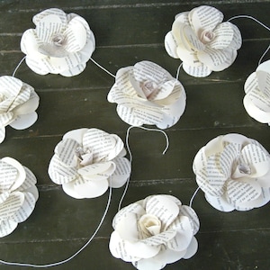 Book Paper Garland, Paper Flower Garland, Ceremony Backdrop, Wedding Reception Decor, Wedding Photo Prop Decor, Book Lover Gift