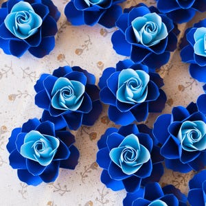 2" kleine blauwe rozen, 10 stuks, doostoppers, plaatskaarthouders, babyshowerbloemen, tafeldecoratie, decoratie eerste verjaardag
