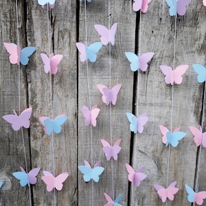 Ghirlanda di farfalle pastello, confezione da 10, decorazione per feste con farfalle, sfondo per baby shower, decorazione da parete per cameretta dei bambini