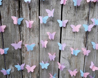 Pastel Butterfly Garland, Pack of 10, Butterfly Party Decor, Baby Shower Backdrop, Nursery Wall Decor, Butterfly Birthday Bunting