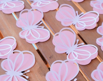 Pink and White Butterfly Cutouts (10 Pack) - Nursery Wall Decor, Birthday Party, Butterfly Theme Props