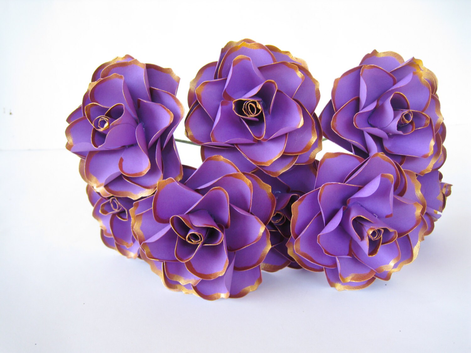 Small Paper Roses Paper Flowers With Stems Wedding Bouquet Etsy