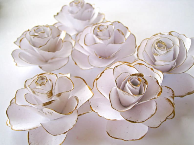 Small Paper Roses Bridal Shower Decor Table Centerpiece Flowers Nursery Flowers Paper Flowers with Stem Wedding Centerpiece Decor