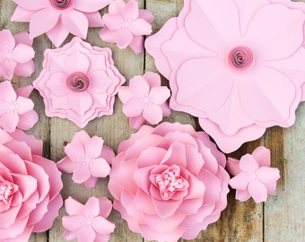 Large Pink Paper Flower Backdrop: Handmade Floral Wall Decor