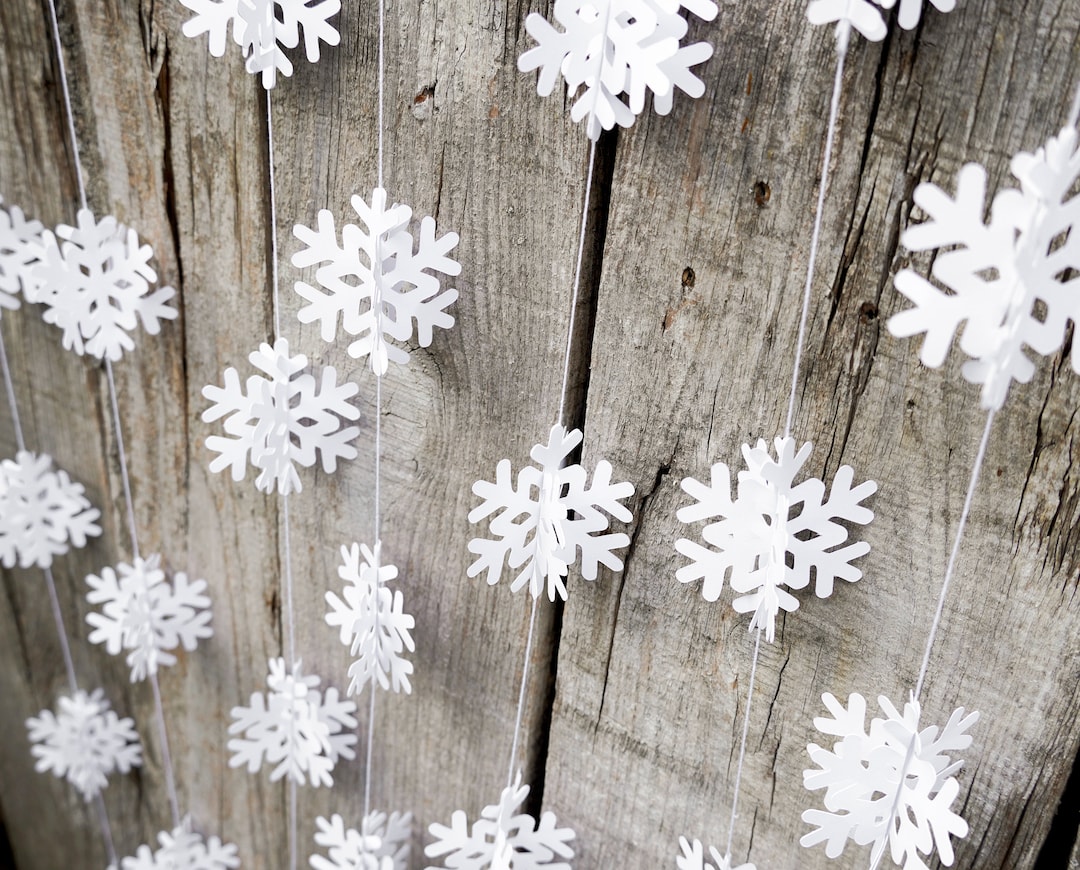3D Paper Snowflake Garland, New Year Party Decor, Christmas Hanging