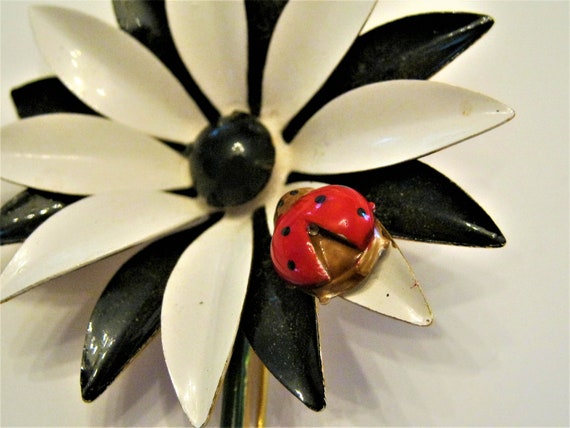 vintage jewelry signed Robert enamel flower pin e… - image 1