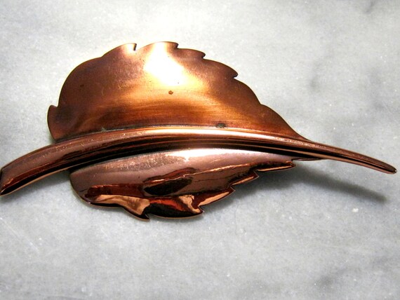Vintage Renoir jewelry signed Renoir leaf brooch pin Renoir brooch modernist copper brooch