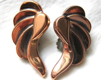 Vintage jewelry vintage Renoir modernist copper earrings clip on earrings
