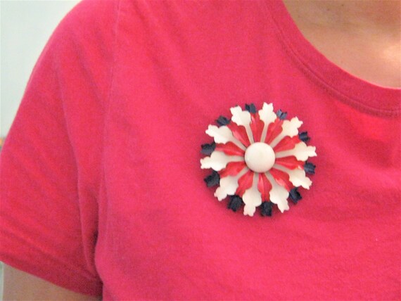 Vintage jewelry classic patriotic 1970s red white… - image 2