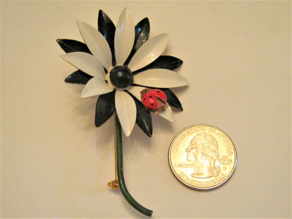 vintage jewelry signed Robert enamel flower pin e… - image 3