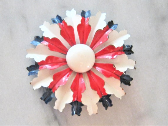 Vintage jewelry classic patriotic 1970s red white… - image 1