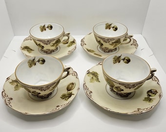 Gorgeous Art Nouveau Demitasse Cups and Saucers - Set of 4