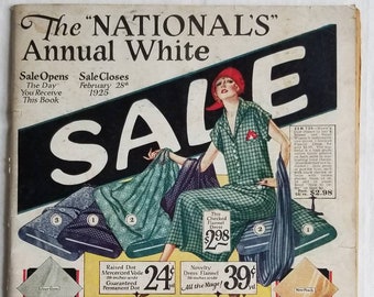 1925 Fashion Catalog "The Nationals" Department Store White Sale" - Color Illustrations